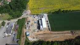 Construction of STACHOVICE HUB from a bird's eye view