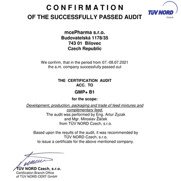 mcePharma is now GMP+ B1 certified!